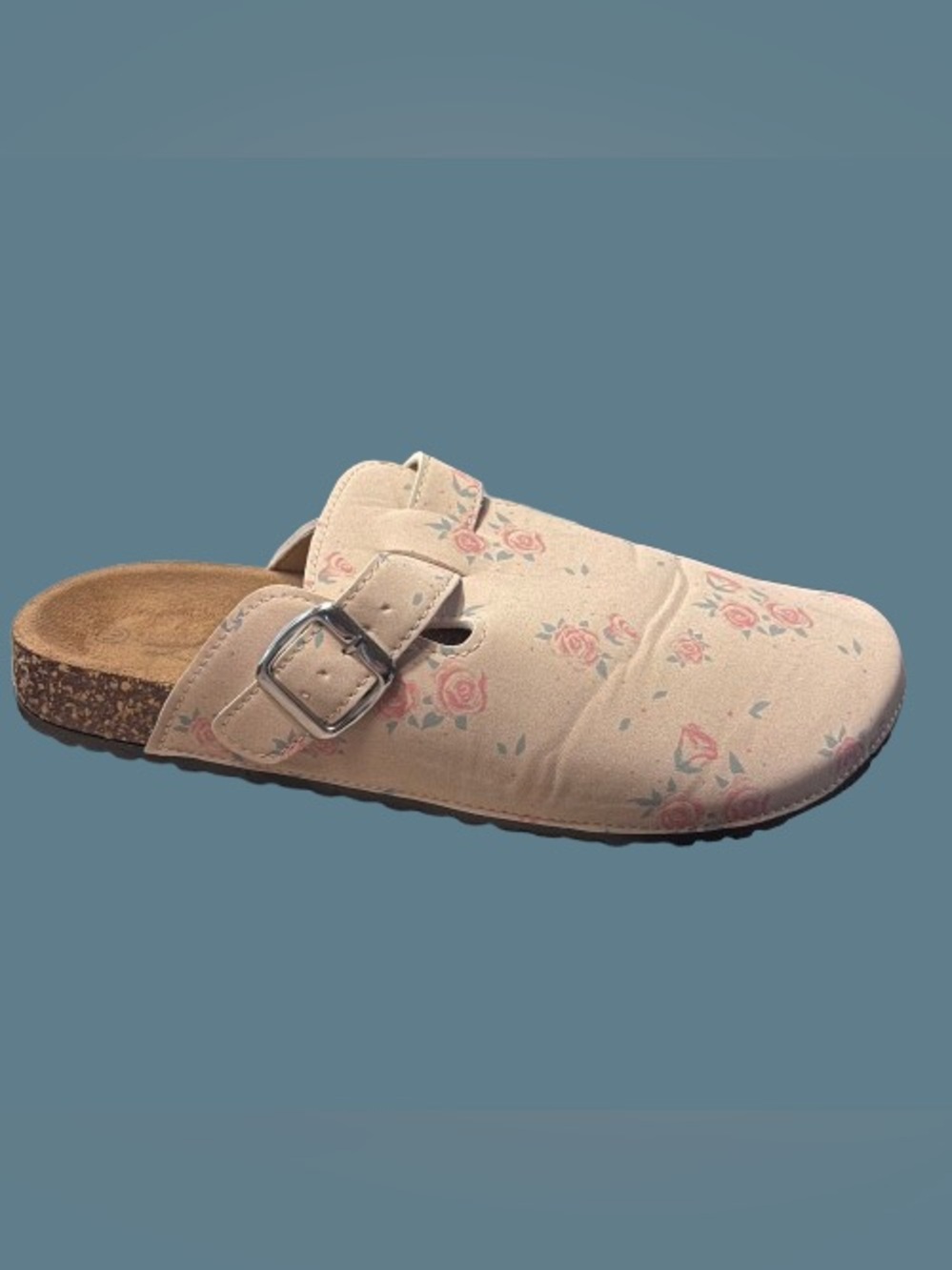 Women's Pink Floral Slip-On Clog with Buckle